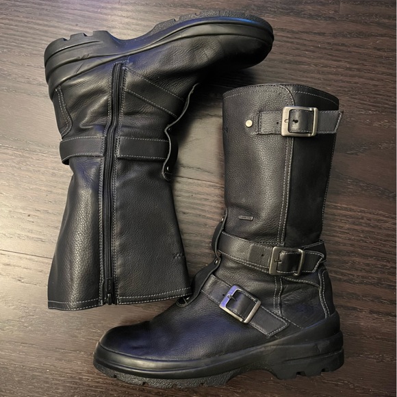 GEOX mid calf black boots with buckles and zipper. Size 39(8.5). Good condition - Picture 1 of 9